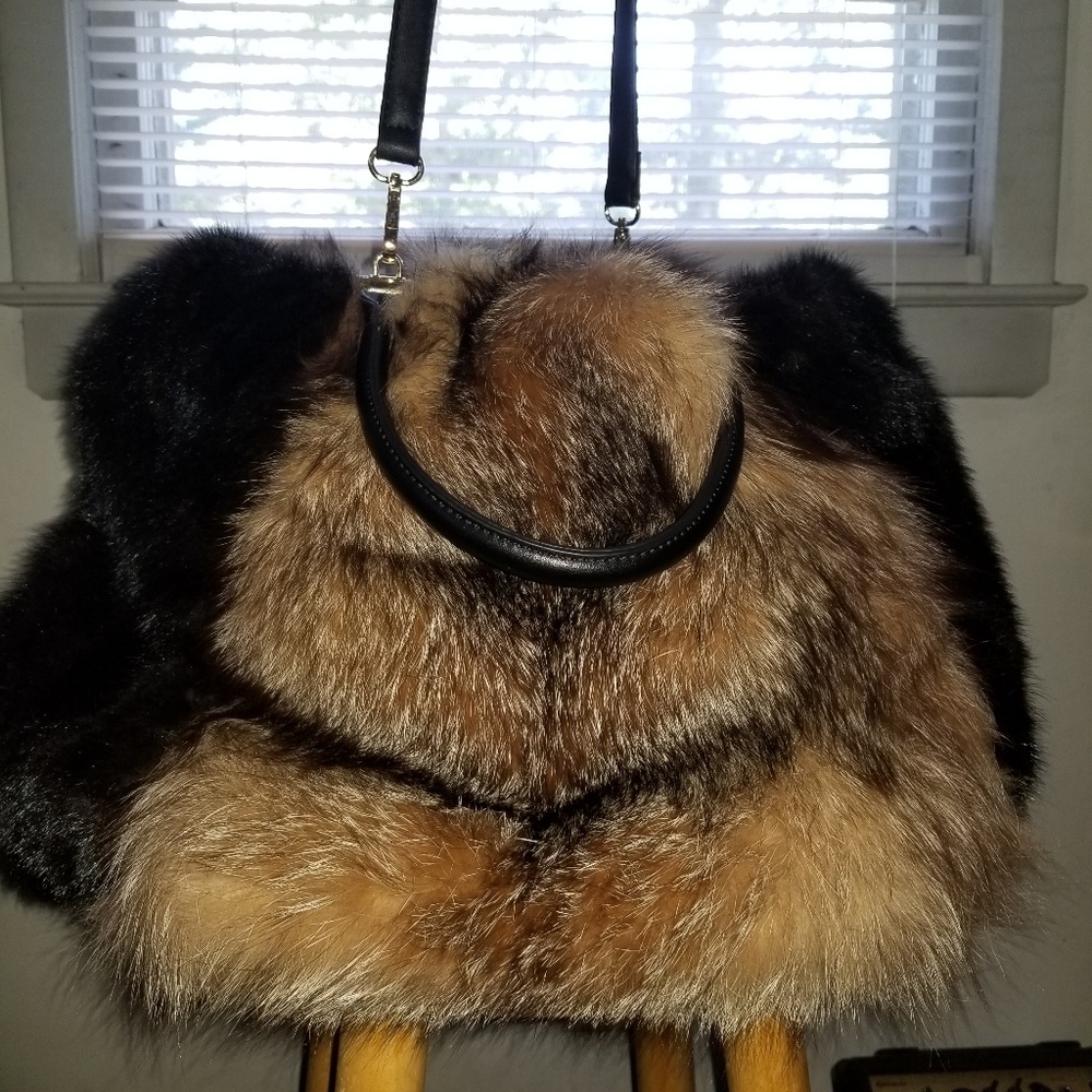 BRAND NEW FOX FUR MINK FUR SATCHEL